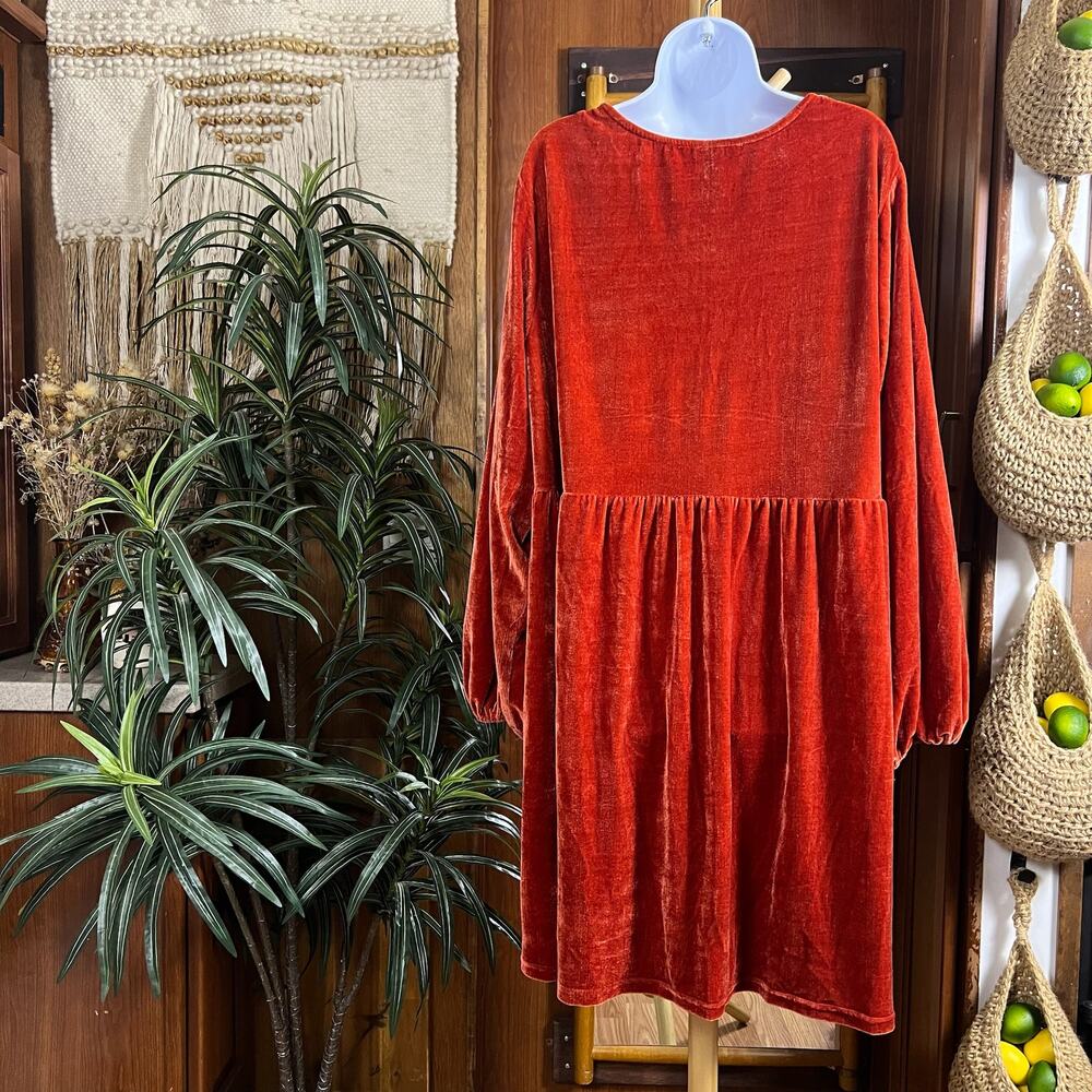Rust Velvet Lace Mini Dress 3XL | Whimsigoth Fairycore Boho Witchy Romantic - Picture 2 of 16